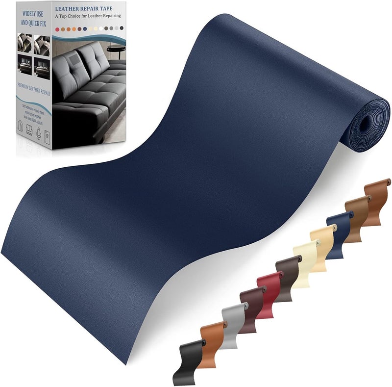 YAFLC Self Adhesive Leather Repair Tape Kit, 4"x 63" Leather Repair Patch for Furniture, Leather Repair Patch for Car seat, Sofas, Couch, Boat Seat Dark Blue - Image 1